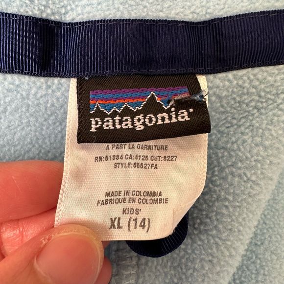 PATAGONIA Girls Full Zip Fleece Jacket in Baby Blue - Picture 7 of 11